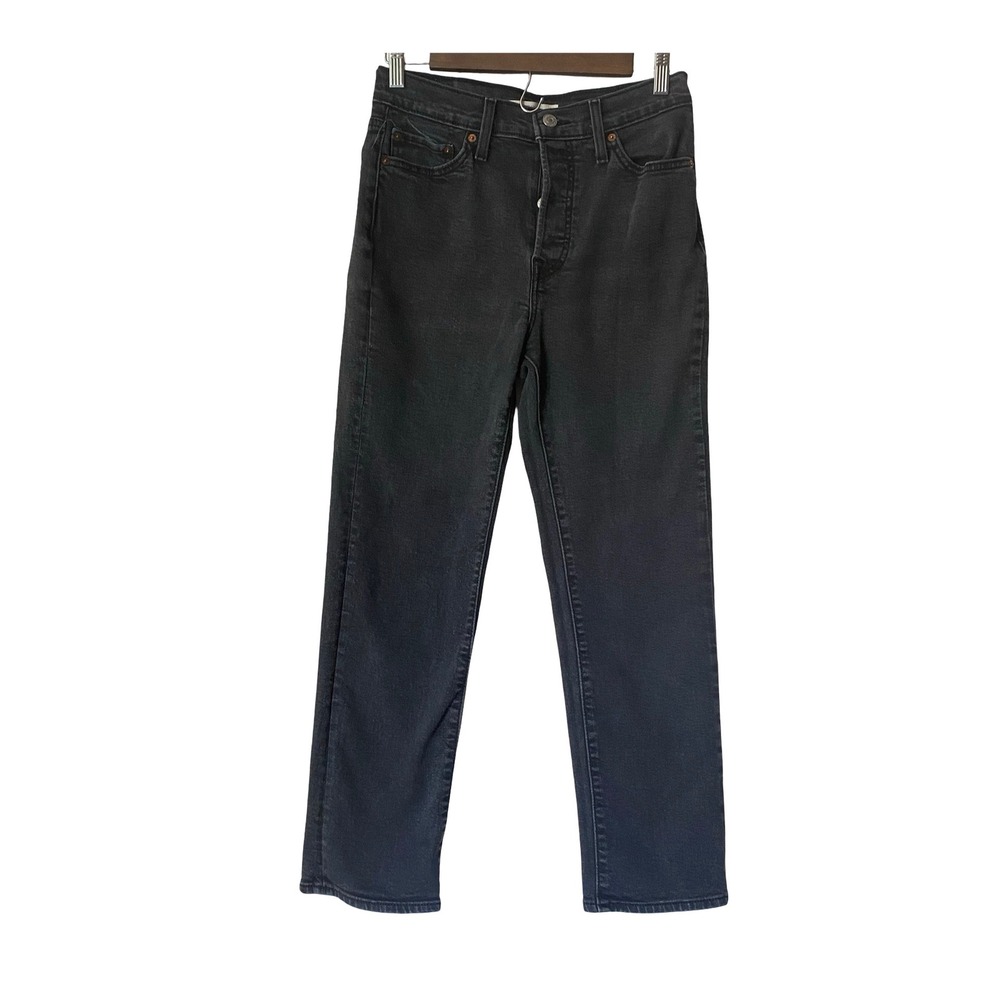 Levi's Wedgie Straight Womens Jeans 29 Black High Rise Button Fly